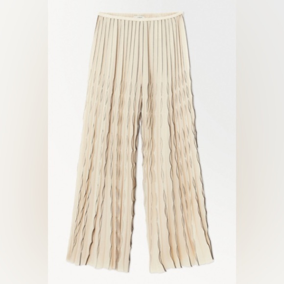 🪩  COS 🪩THE PLEATED CHIFFON PANTS XS BEIGE - Picture 5 of 13